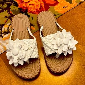 Brand new white flip flops size 8